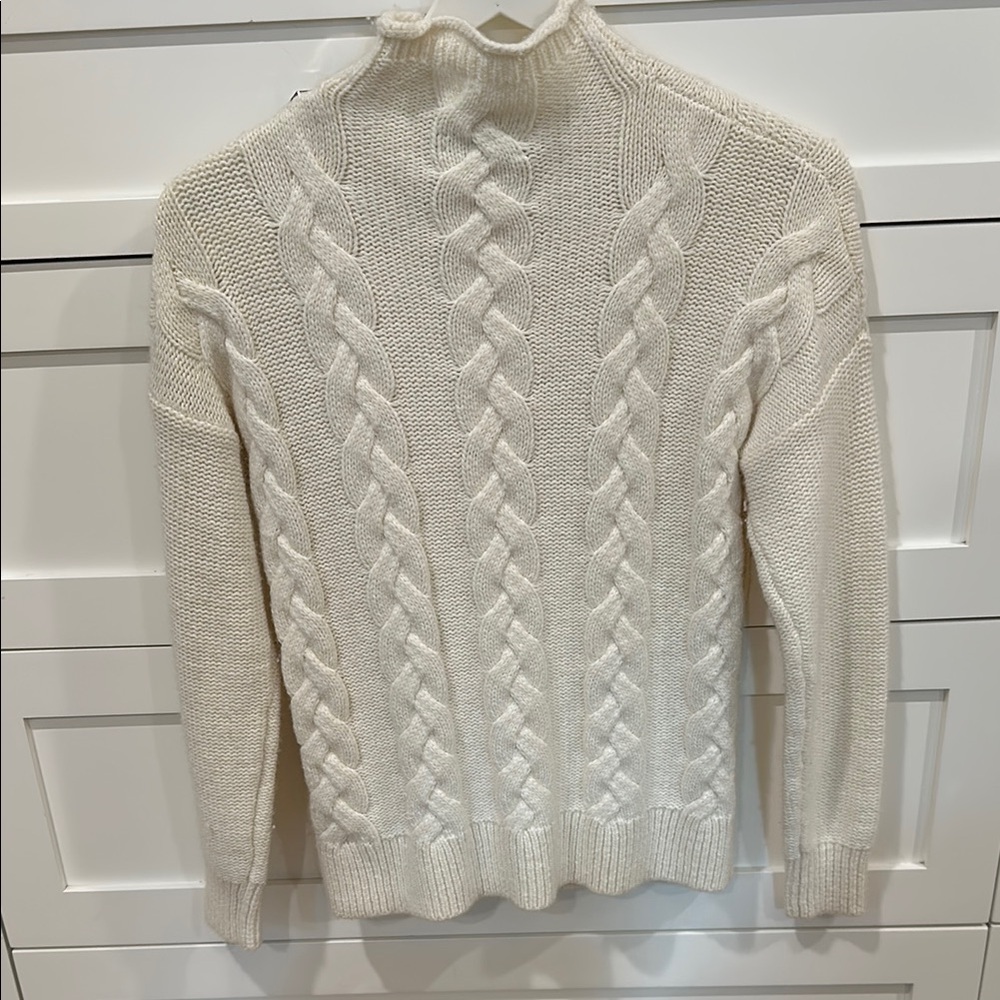 Cable Knit Turtleneck Sweater - Cream